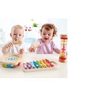 Hape 5 Piece Toddler Instrumental Beat Box Musical Set, Wooden Music Toy Set