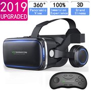 VR Headset with Remote Controller,HD 3D VR Glasses Virtual Reality Headset for VR Games & 3D Movies, VR Headset for iPhone/An