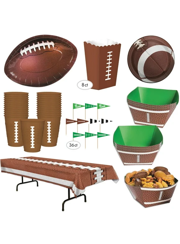 Football Tailgate Game Day Disposable Tableware Party Serveware Set, 92pc