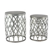 Decmode Contemporary 19 And 22 Inch Round Gray Iron Patio Tables - Set of 2