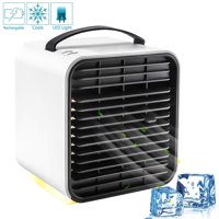 Air Conditioner Fan, Personal Space Air Cooler Desktop Fan Mini Air Circulator Purifier Cooler with Portable Handle and Night Light for Home Room Office Outdoors (White)