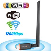 USB WiFi Adapter 1200Mbps, USB3.0 Wireless Network Adapter Wifi Card Dongle for Desktop PC Laptop, Supports Windows, Mac, Linux