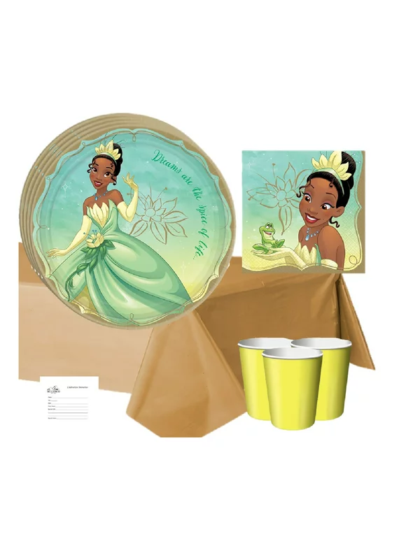 Disney Princess Tiana/ Princess and the Frog Birthday Party Supply Kit for 16 Guests including Napkins and Plates