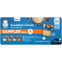 (Pack of 16) Gerber 2nd Foods Breakfast & Dinner Puree Classics Sampler Pack, 4 Oz Tubs
