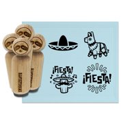 Fiesta Party Pinata Sombrero Cinco De Mayo Rubber Stamp Set for Scrapbooking Crafting Stamping - Mini 1/2 Inch
