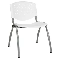 Flash Furniture HERCULES Series 880 lb. Capacity White Plastic Stack Chair with Titanium Frame