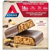 Atkins Meal Bar, Chocolate Peanut Butter Bar, 5 Bars, 2.12 oz (60 g), 5 Count