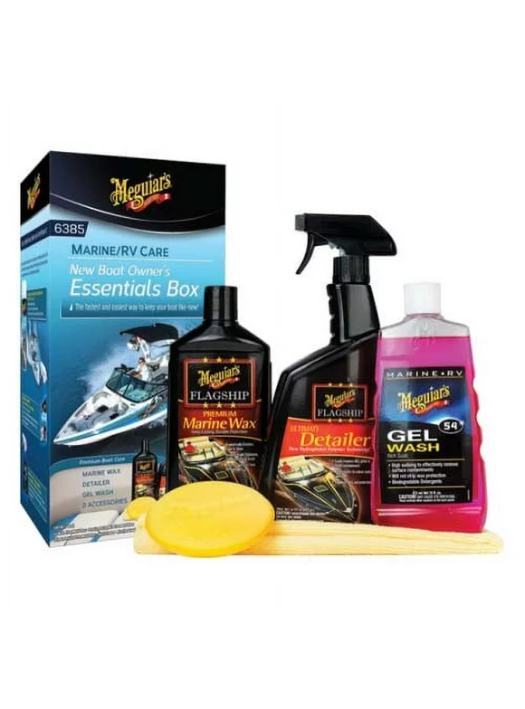 Meguiar's New Boat Owners Kit Wash Wax Spray Cleaner Boat Marine