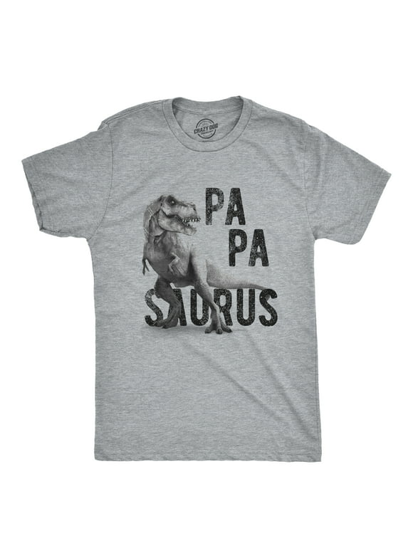 Mens Papasaurus Tshirt Funny Trex Dinosaur Fathers Day Graphic Novelty Tee (Light Heather Grey) - 3XL Graphic Tees