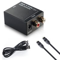 Toslink Signal Optical Coaxial Digital to Analog Audio Converter Adapter RCA L/R with Fiber Cable