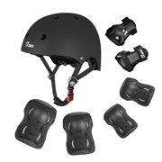JBM 7pcs Kids Protective Gear Set w/ Children Skateboard Helmet Kids Knee Pads and Elbow Pads w/ Wrist Guards For Cycling Skateboarding Bike (S/Black)