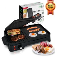 NutriChef PKGRIL43.5 - Electric Griddle - Crepe Maker Hot Plate Cooktop with Press Grill for Paninis