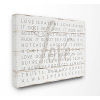 Stupell Home Dco Love Is Patient Gray on White Canvas Art, 16 x 20