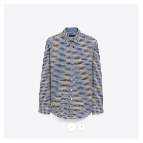 $ 179 Bugatchi MEN'S geometric print comfort stretch cotton shirt INDIGO XL