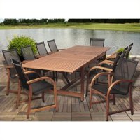 Amazonia Damon 11-Piece Rectangular Extandable Patio Dining Set | Eucalyptus Wood | Ideal for Outdoors and Indoors
