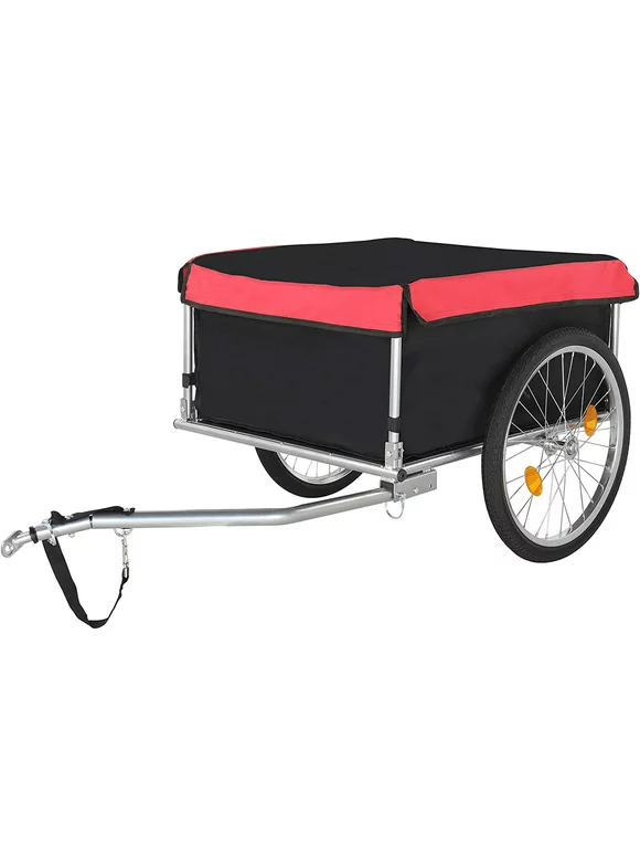 PEXMOR Foldable Bike Cargo Trailer w/ 20" Quick Release Wheel & Universal Hitch, Bicycle Wagon Trailer Large Capacity with Removable & Waterproof Cover, Folding Frame Bike Trailer Storage Cart