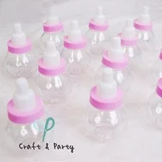 Craft and Party 3" Mini Plastic Milk Bottle Fillable Baby Shower Favor Decoration (Pink)