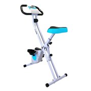 Xspec Foldable Stationary Upright Exercise Folding Workout Indoor Cycling Bike, Blue