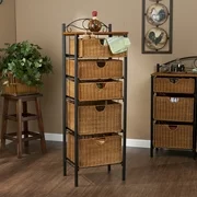 Southern Enterprises Iron and Wicker Five-Drawer Unit
