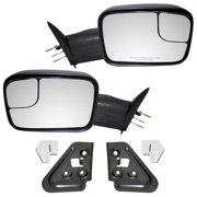 4 Piece Set Manual Trailer Tow Side Flip-Up 7x10 Mirrors & Mounting Brackets Replacement for Dodge Pickup Truck 55156129AC 55156129AC