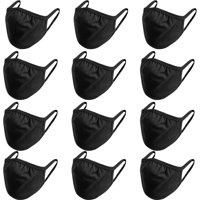 12Pcs Set Unisex 100% Cotton Face Mask Cloth Face Mask Reuseable Washable in Black Made in USA Masks