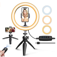 UBeesize 10" LED Selfie Ring Light with Tripod Stand & Phone Holder, Dimmable Desk Makeup Ring Light, Perfect for Live Streaming & YouTube Video, Photography, 3 Light Modes and 11 Brightness Levels