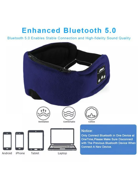 Sleep Headphones Bluetooth Headband,Soft Sleeping Wireless Music Sport Headbands, Long Time Play Sleeping Headsets with Built in Speakers Perfect for Workout, Meditation, Yoga,Blue
