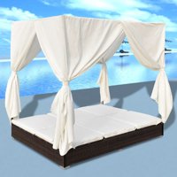Adjustable Rattan Curtain Outdoor Lounge Bed Poolside Couch Patio Beach Furniture Outdoor Sun Lounger,patio furniture,bedroom furniture,living room furniture sets