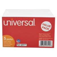 Universal Ruled Index Cards, 3 x 5, White, 500/Pack