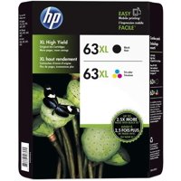 HP 63XL High Yield Orginial Ink Cartridge, Black/Tri-Color (2 pk., 480 pg Yield)