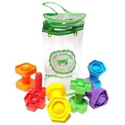 Jumbo Nuts and Bolts For Toddlers - Fine Motor Skills Rainbow Matching Game Montessori Toys For 1 2 3 Year Old Boys and Girls | 12 pc Occupational Therapy Educational Toys with Toy Storage + eBook