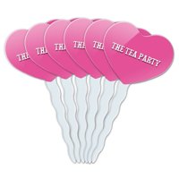 Tea Party, The Heart Love Cupcake Picks Toppers - Set of 6