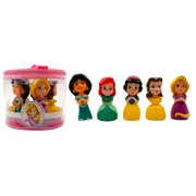 Disney Princess Figures (Set of 5, 4.5 in) Bath Tub Pool Squeeze Toys Storage