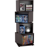 Atlantic 37" Rotating Cube Media Storage Tower (216 CDs, 144 DVDs, 168 Blu-rays), Espresso