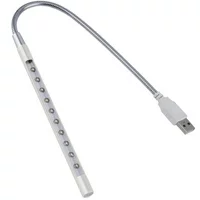 Light Laptop Lamp USB LED 5V 1W 10 LED Long Gooseneck Touch Dimmer Lamp Notebook Keyboard Night Light Silver