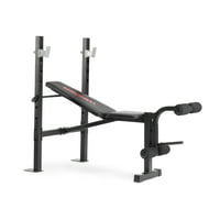 Weider Legacy Standard Weight Bench and Rack with Fixed Uprights, Foam Roll Leg Developer, and Multiple Bench Positions