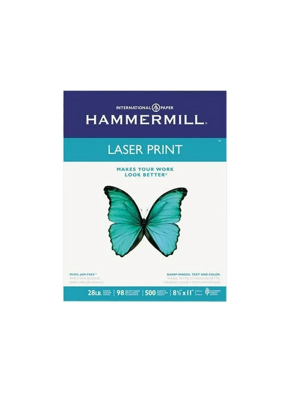 Hammermill Printer Paper, 28lb Premium Laser Print, 8.5x11, White, 1 Ream, 500 Sheets