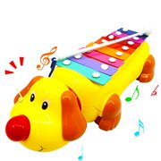 Lovely Dog Piano Music Toy Kids Push Pull Toys Early Learning Educational Toy Little Puppy Serinette Toddler Walking Walker Toy Tractors Struck