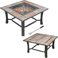 Axxonn 32", 2-in-1 Malaga Convertible Square Tile Top Fire Pit Coffee Table