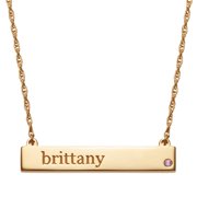 "Quick Ship Gift" - Personalized Women's Sterling Silver or Gold over Silver Name and Birthstone Bar Necklace
