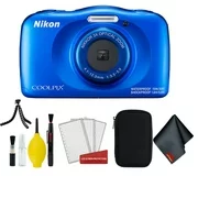 Nikon Coolpix W150 Wi-Fi Rugged Waterproof Digital Camera (Blue) 13.2 MP Bundle with Carrying Case + More (Intl Model)