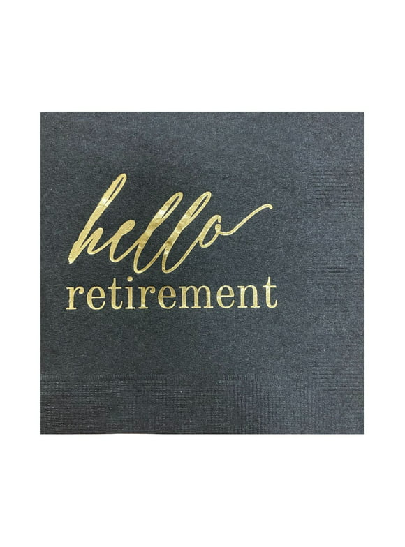 Paper Frenzy Hello Retirement Black Cocktail Party Napkins - 25 pack