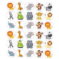 Safari Jungle Animals Edible Icing Image Cupcake and Cookie Decorations (3 Inch Rounds)