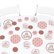 Its Twin Girls - Pink and Rose Gold Twins Baby Shower Giant Circle Confetti - Party Decorations - Large Confetti 27 Count