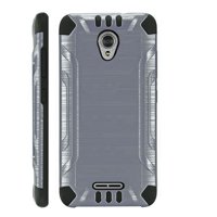 WORLD ACC Combat Brushed Texture Compatible with Cricket Icon | AT&T Radiant Core Case Hybrid Phone Cover (Gray/Black)