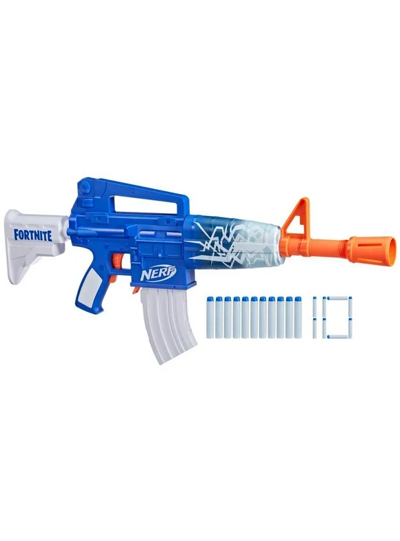 Nerf Fortnite Blue Shock Fast Motorized Kids Toy Blaster for Boys and Girls with 10 Darts