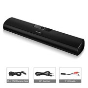 z zaffiro usb computer speakers pc speakers sound bar, 10w stereo usb powered wired soundbar for desktop/laptop/tv/tablet/smartphone, rca/aux connection
