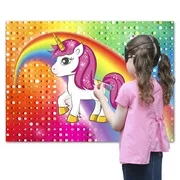 Pin the Horn on the Unicorn Party Favor Game for Kids, Includes: 24 Reusable Sticker Horns, 2 Blindfolds, 10 Adhesive Glue Dots
