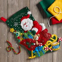 Bucilla Felt Applique 18" Holiday Stocking Kit - Santa's Sleigh