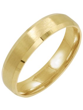 Men's 10K Yellow or White Gold 5mm Comfort Fit Satin Finish Beveled Edge Wedding Band  (Available Ring Sizes 8-12 1/2)